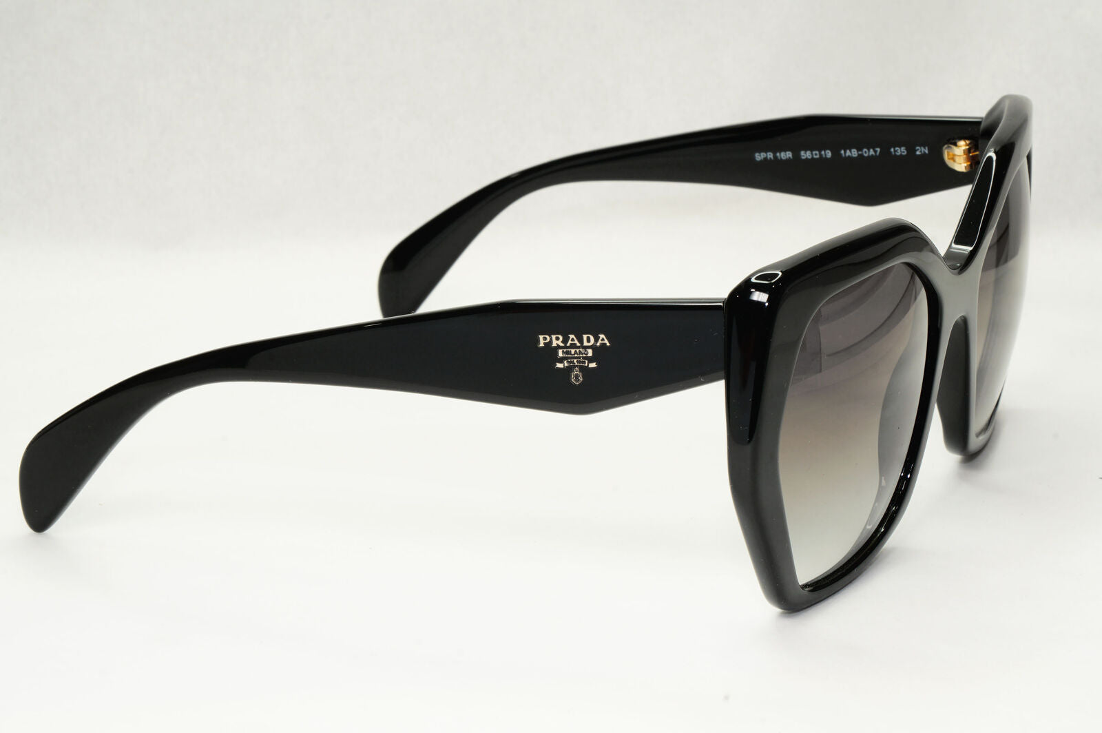 Prada Hexagon Sunglasses Black Grey Gradient Square PR16RS SPR 16R 1AB-0A7