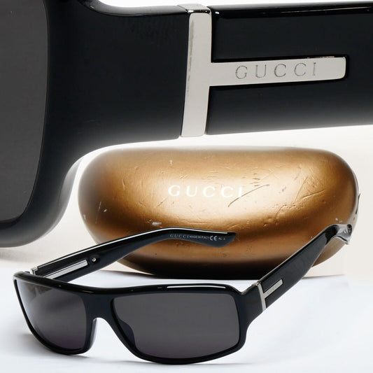 Gucci Sunglasses 1999 Vintage Black Rectangle Wrap GG 1619/S 807Y2 290125