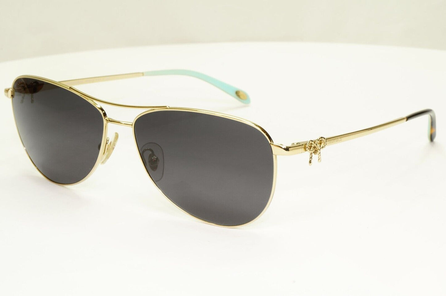 Tiffany & Co Gold Bow Rope Sunglasses Pilot Black Ribbons TF 3044 6021/64 30928A