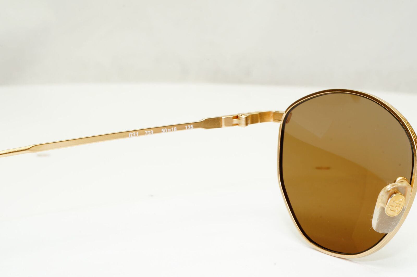 Emporio Armani Sunglasses 1997 Vintage Gold Brown Metal Round 031 703 50mm B