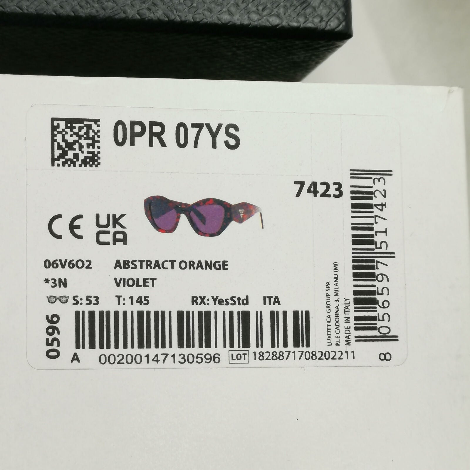 Prada Symbole Sunglasses Black Orange Purple Marble PR07YS SPR 07Y 06V6O2