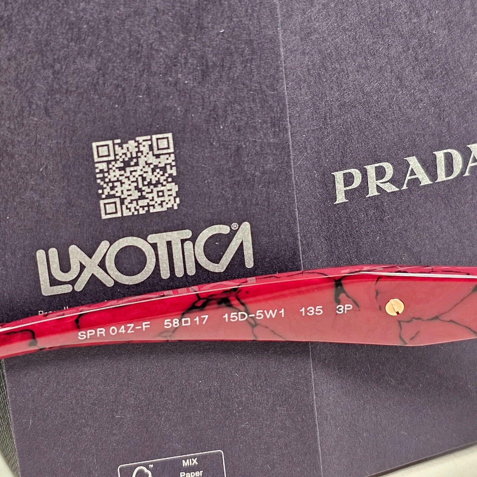 Prada Sunglasses Polarised Dark Red Etruscan Marble PR04ZS-F SPR 04Z-F 15D-5W1