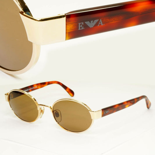Emporio Armani 1997 Vintage Sunglasses Mens Womens Oval Gold Eagle 081-S 743