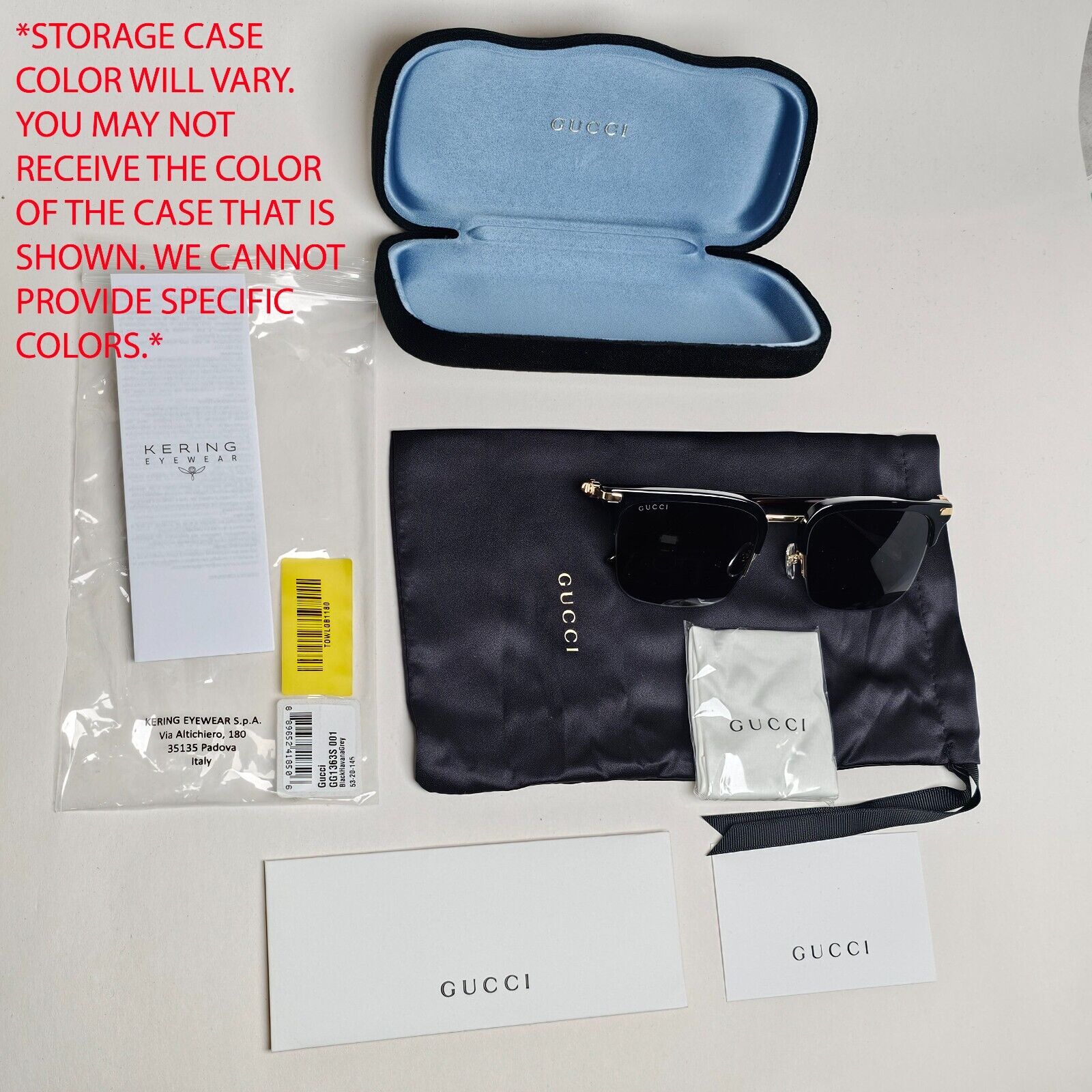 Gucci Sunglasses Gold Black Semi Rimless Square GG1363S 001 XL 53mm Japan