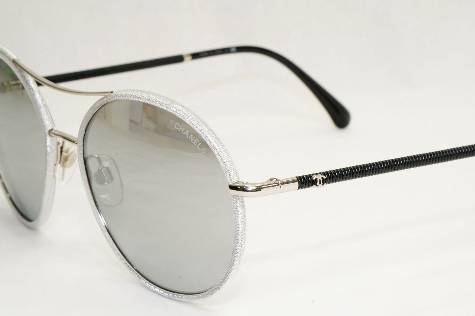 Chanel Sunglasses Pilot Mirror Grey Silver Black 4228-Q c.124/Z6 56mm