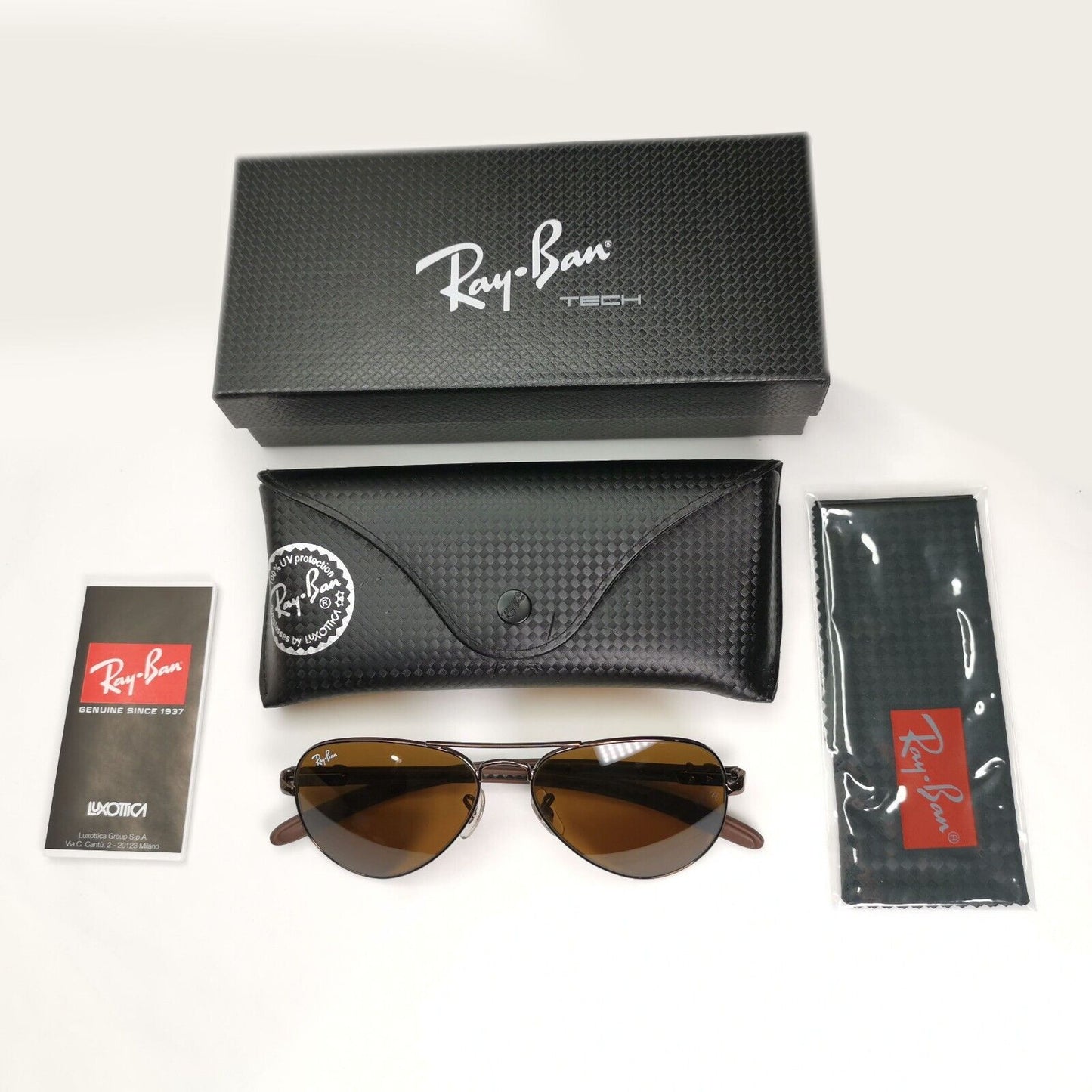 Ray-Ban Sunglasses Carbon Fibre 2013 Pilot Aviator Brown RB 8307 014 55mm