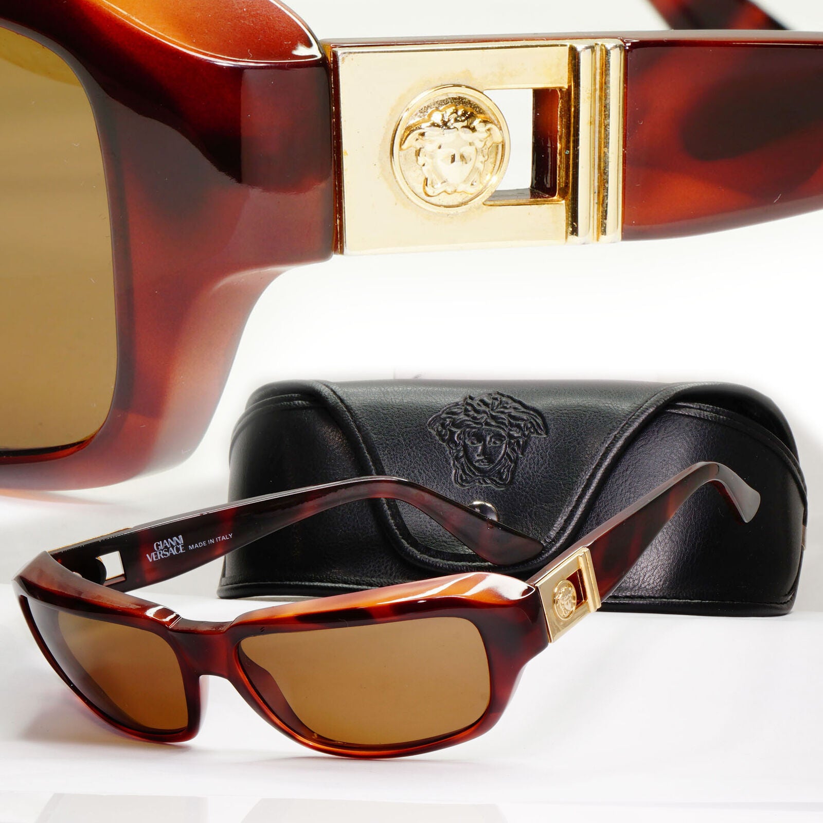 Gianni Versace 1996 Sunglasses Vintage Gold Brown Retro MOD 412/A COL 900 151222