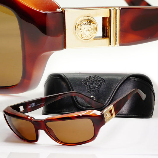 Gianni Versace 1996 Sunglasses Vintage Gold Brown Retro MOD 412/A COL 900 151222