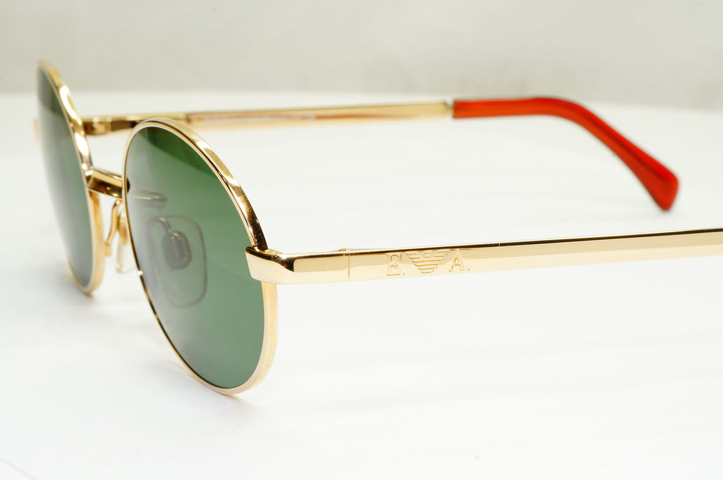 Emporio Armani Sunglasses 1997 Vintage Gold Green Metal Oval 076 743 48mm B