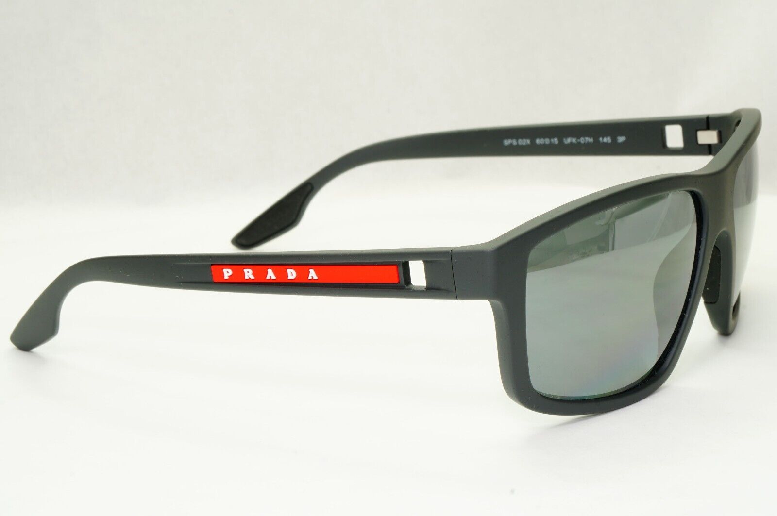 Prada Sunglasses Polarized Silver Mirror Grey Rubber PS02XS SPS 02X UFK-07H