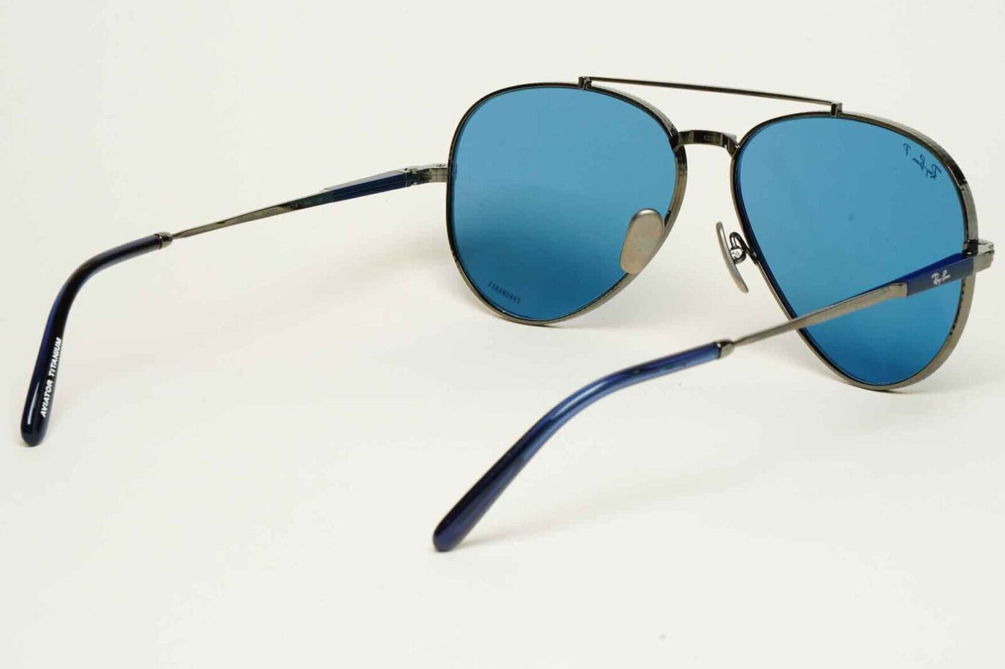 Ray-Ban Sunglasses Aviator Titanium Polarised Gunmetal Blue RB 8225 3142/S2 62mm