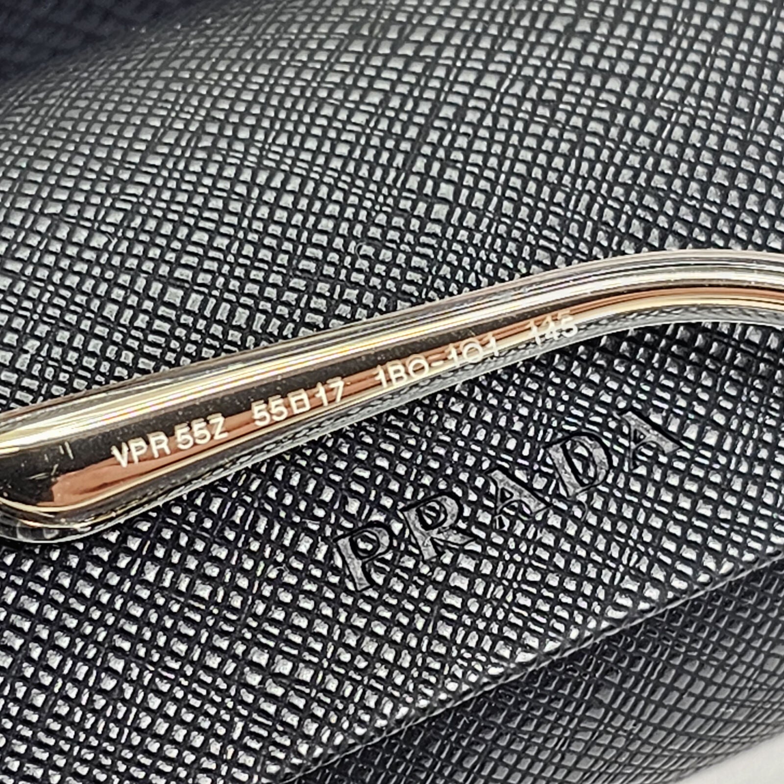 Prada Sunglasses Gold Black Metal Rectangle PR55ZV VPR 55Z 1BO-1O1 55mm