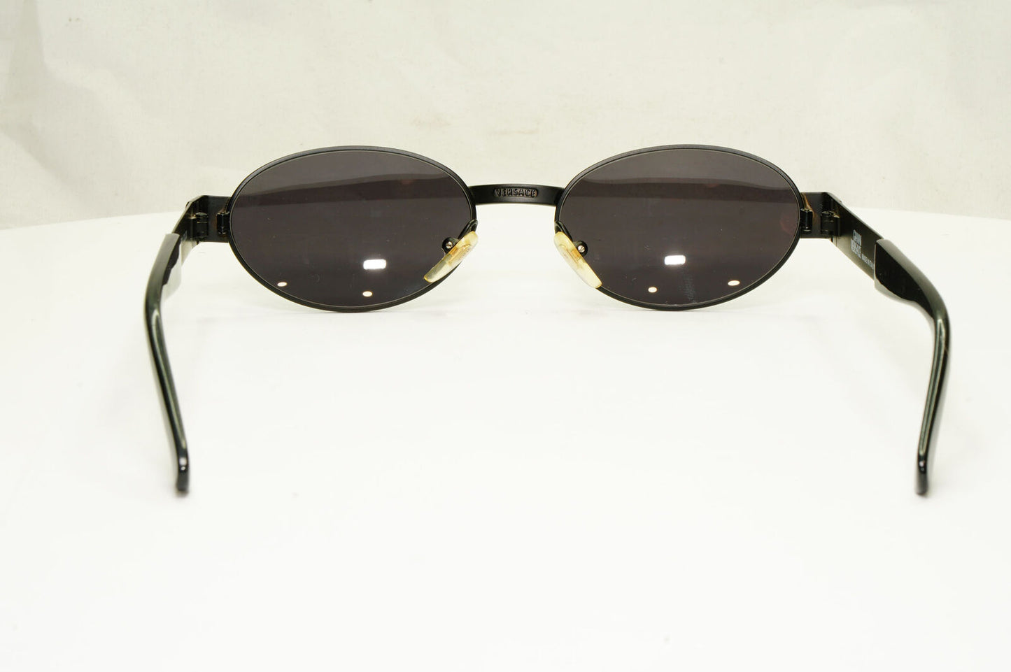 Gianni Versace 1996 Vintage Unisex Black Oval Metal Sunglasses MOD S30 COL 028