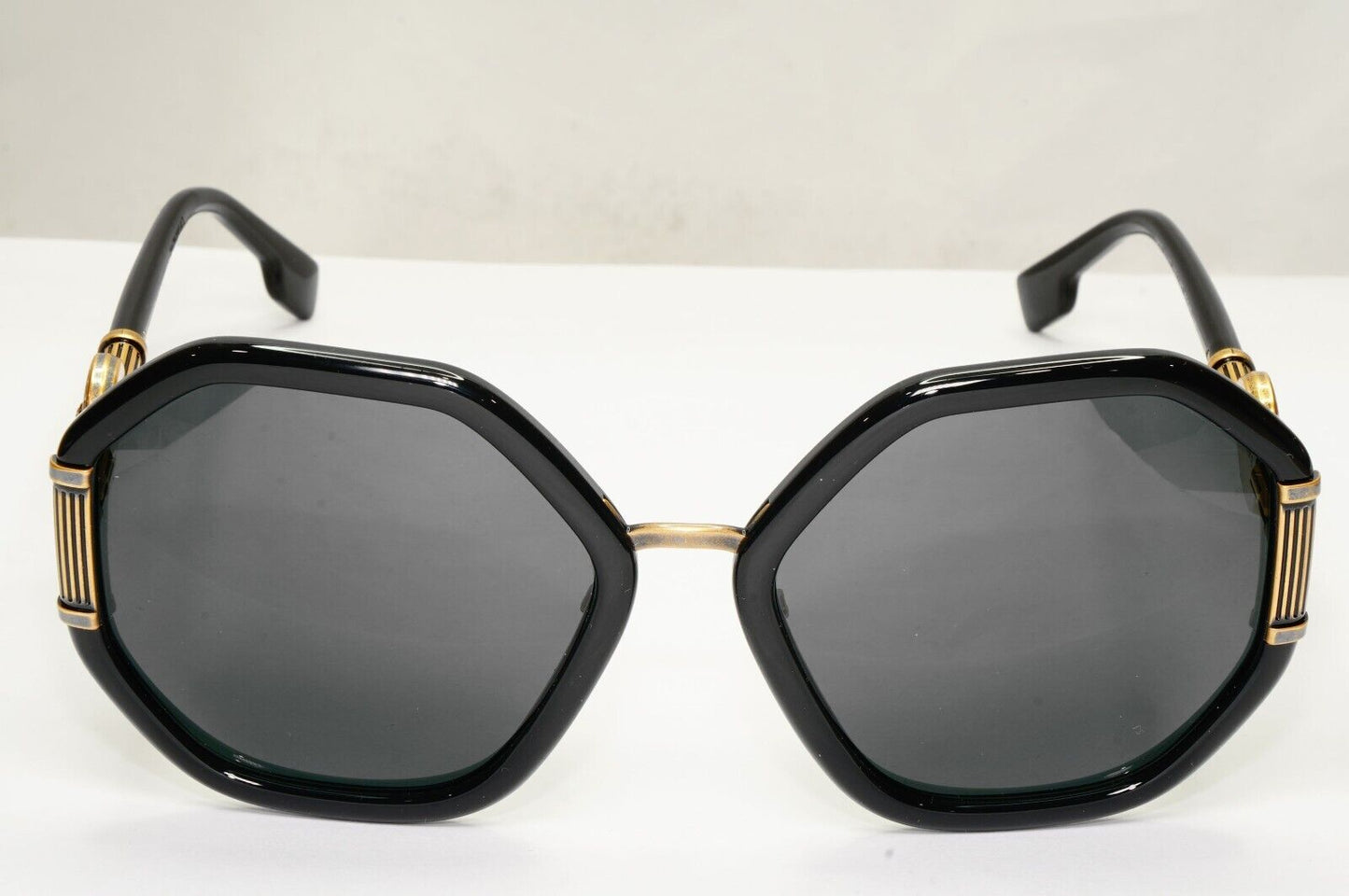 Versace Sunglasses Black Gold Medusa Grey Hexagon Oversized MOD 4413 GB1/87
