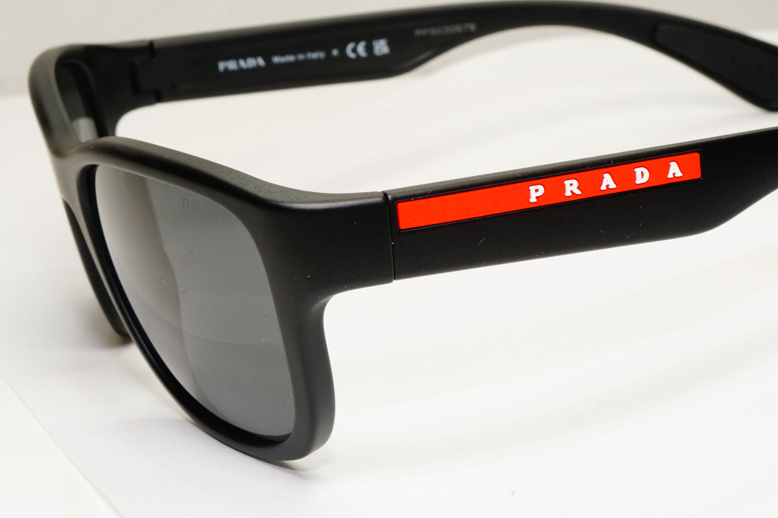 Prada Sunglasses Black Matte Rubber Square Red PS01US SPS 01U DG0-5S0 55mm