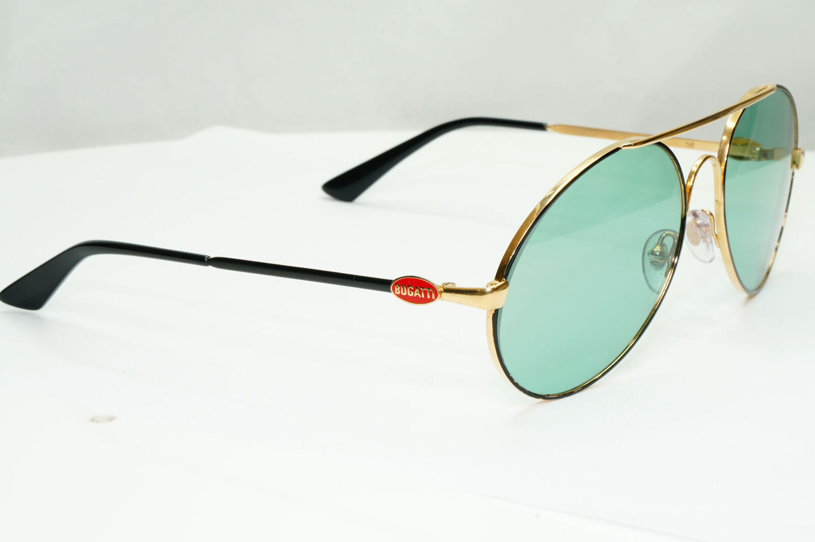 Bugatti 1980s France Sunglasses Vintage Pilot Gold Black Red Green Metal 261022