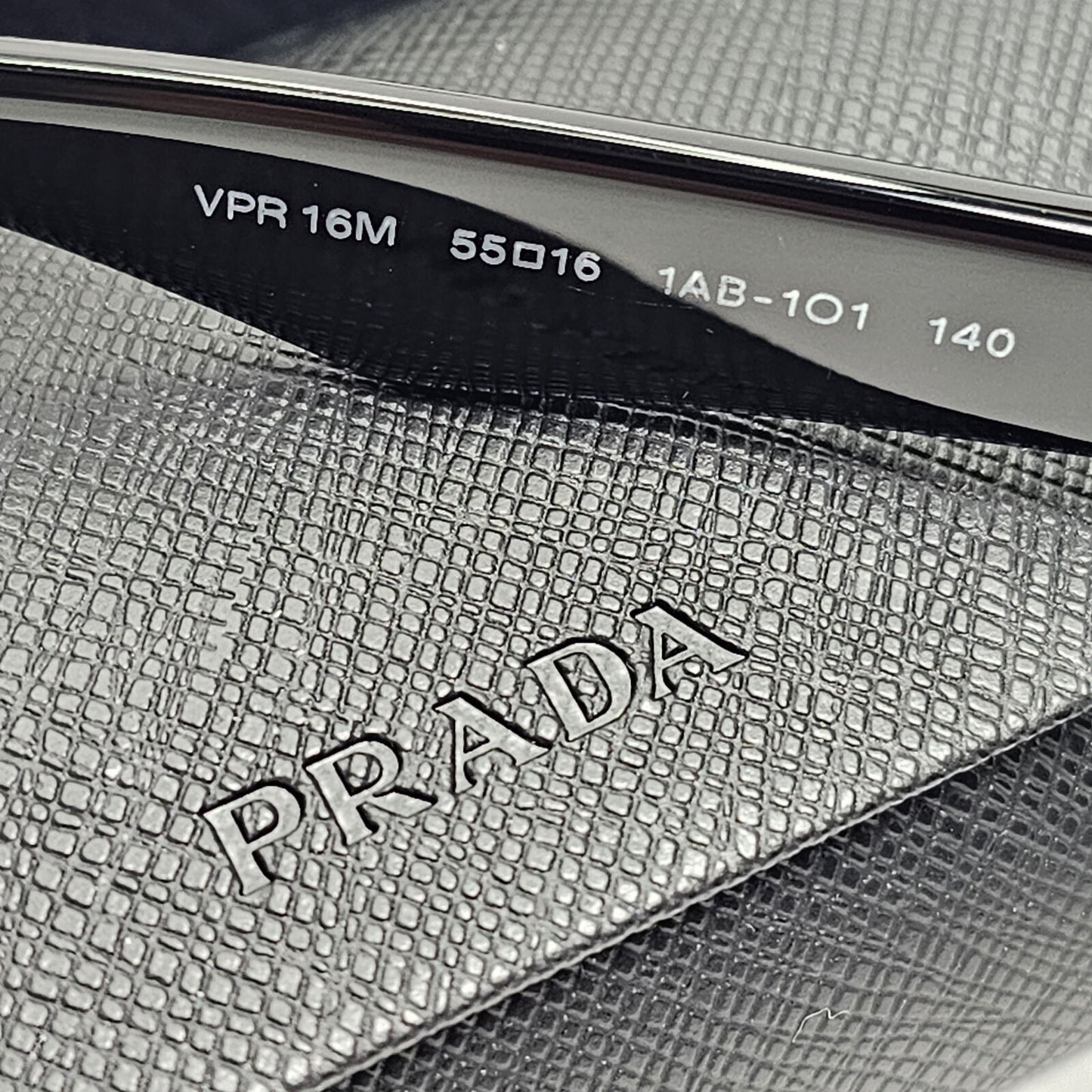Prada Sunglasses Black Rectangle Glossy Fashion PR16MV VPR 16M 1AB-1O1 55mm