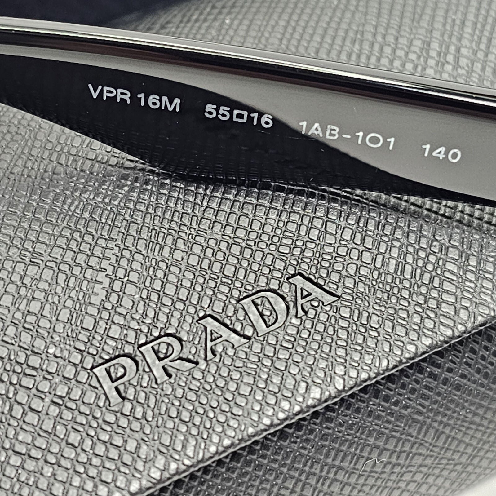 Prada Sunglasses Black Rectangle Glossy Fashion PR16MV VPR 16M 1AB-1O1 55mm