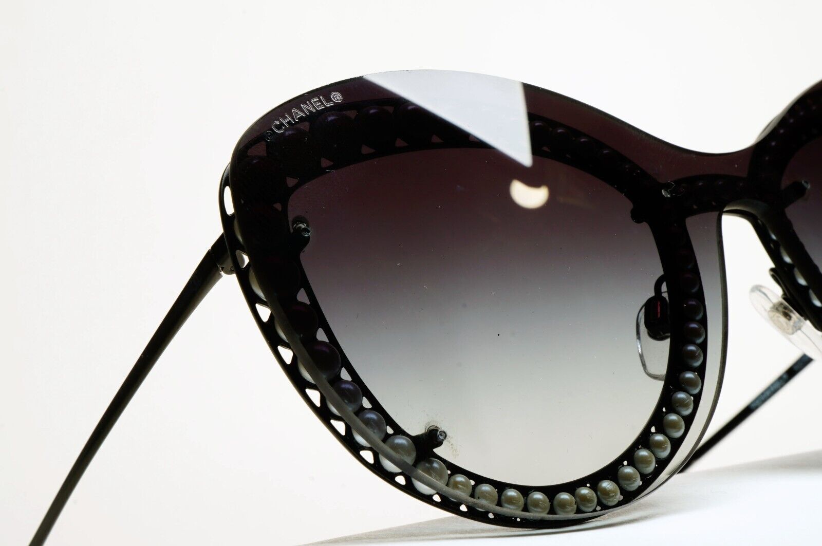 Chanel Sunglasses Pearl Black Grey Smoke Shield Visor 4236-H c.101/S6 261124