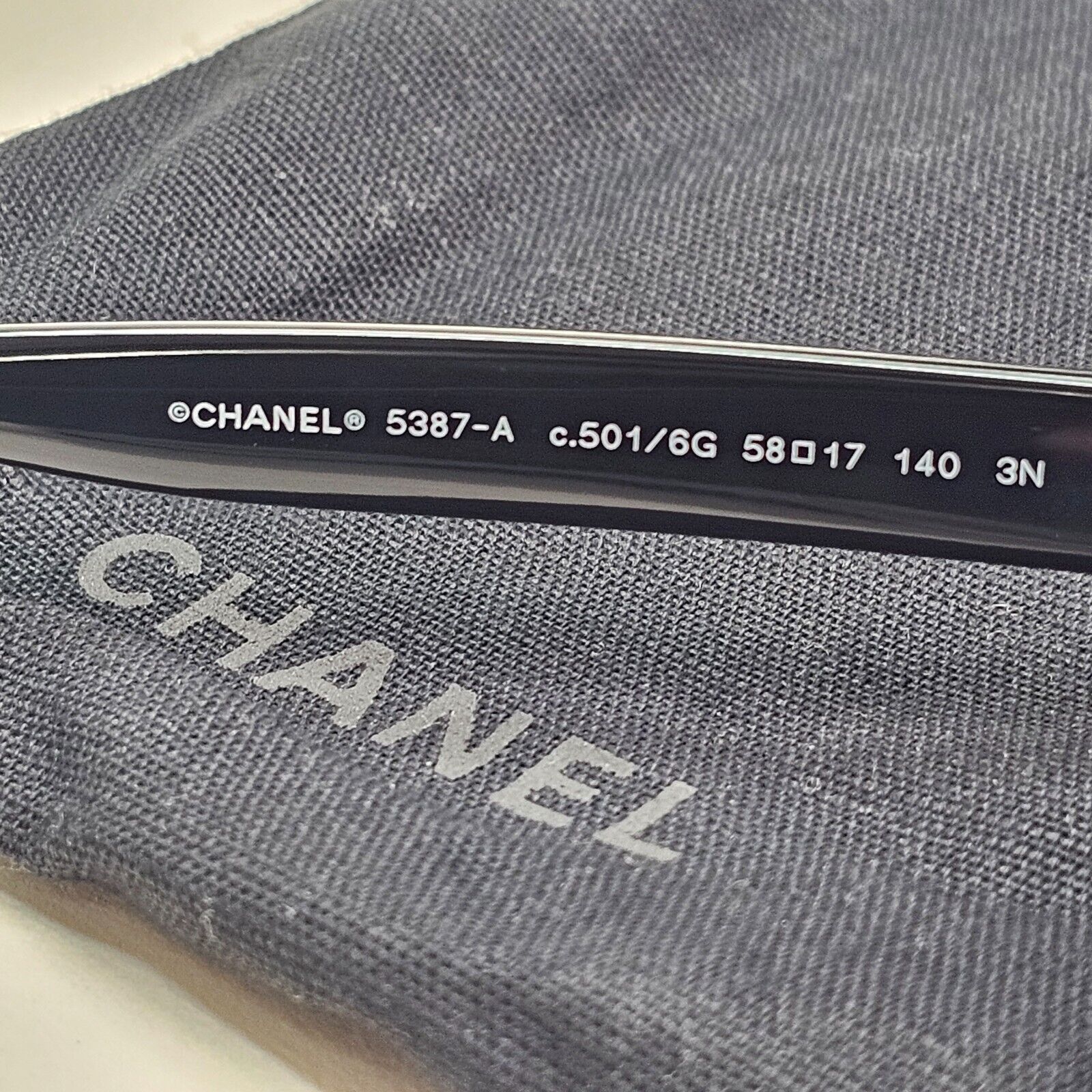 Chanel Sunglasses Black Grey Mirrored Silver Round 5387-A c.501/6G 58mm