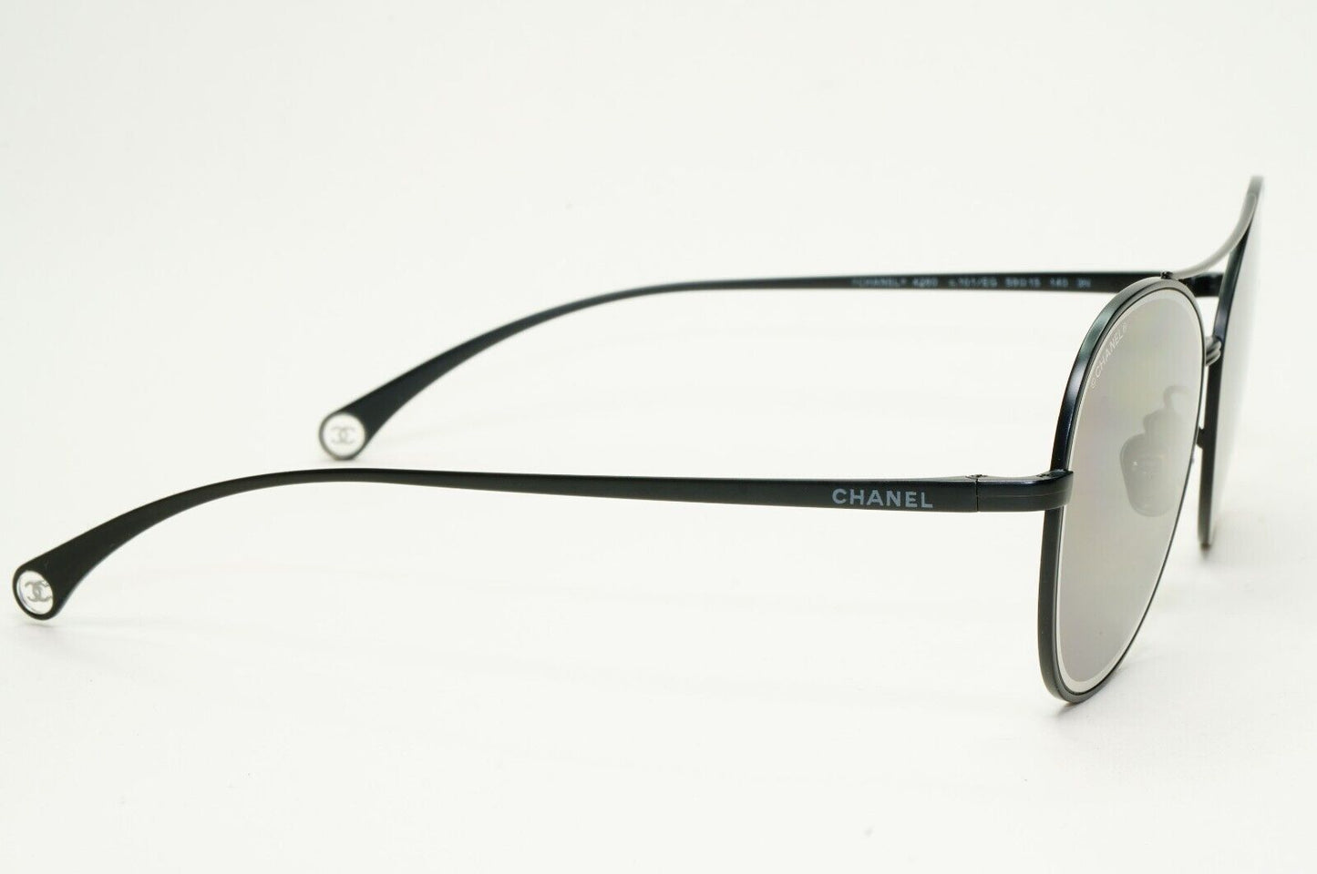 Chanel Sunglasses Black Matte Grey Pilot Metal Designer 4260 c.101/EG 59mm