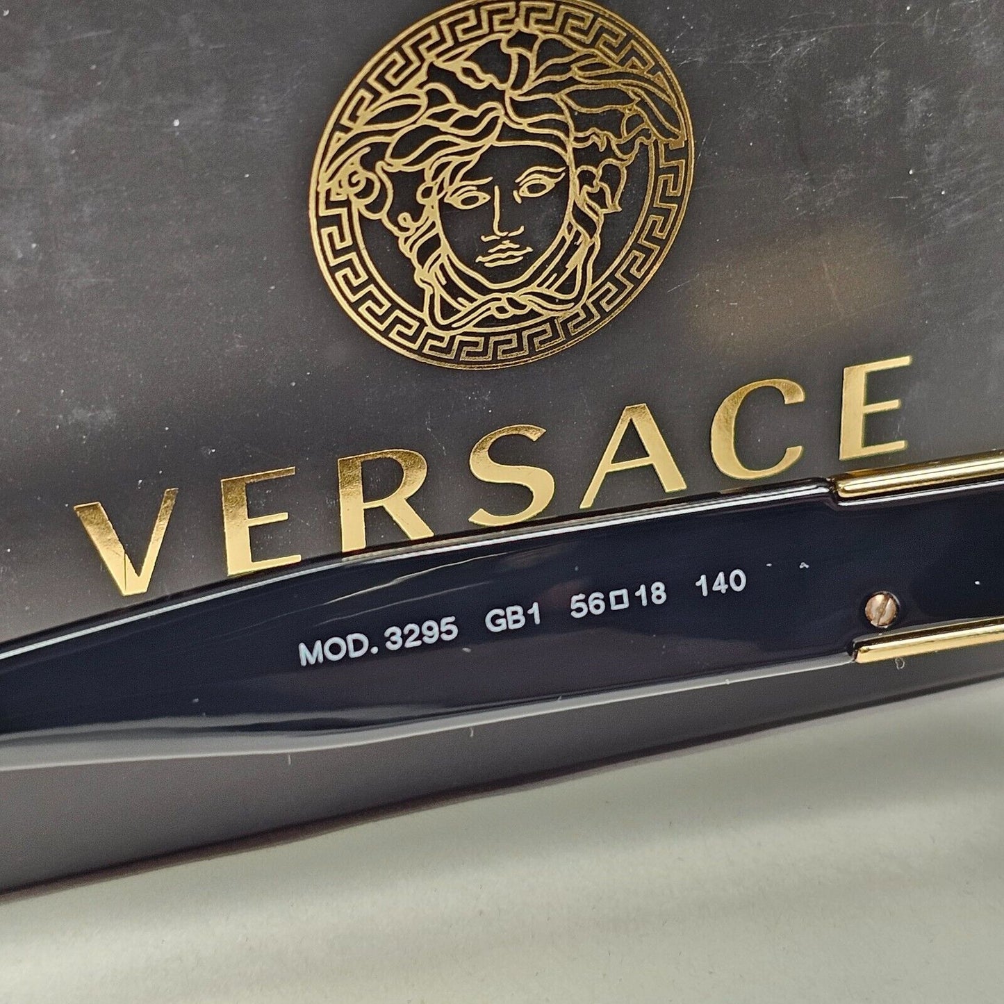 Versace Sunglasses Black Gold Medusa Square Glossy MOD VE 3295 GB1 56mm