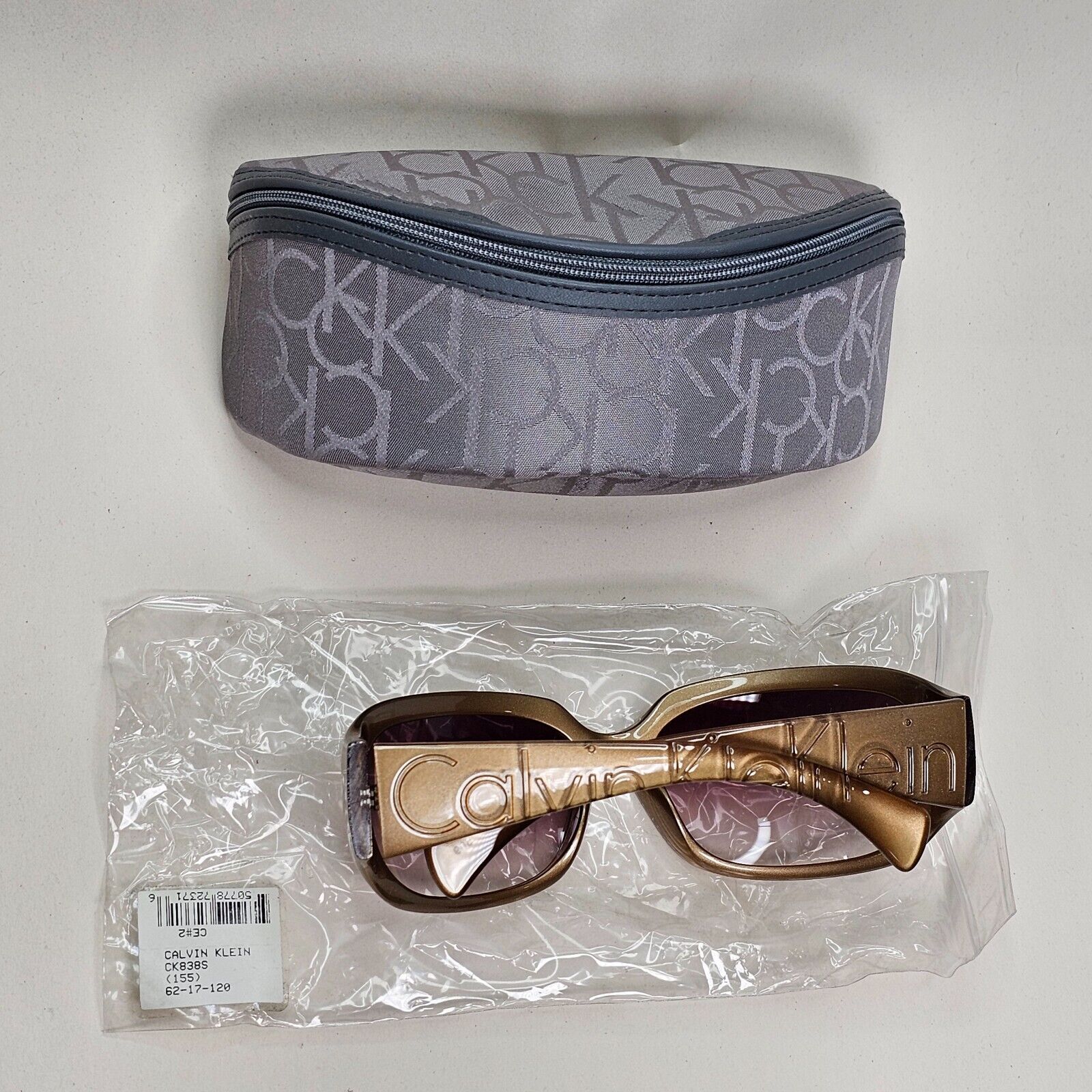 Calvin Klein Sunglasses 2005 Vintage Brown Wrap Gradient 838S 155 121124