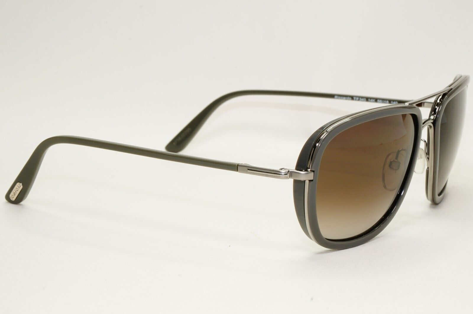 Tom Ford Sunglasses Riccardo Grey Brown Gradient Navigator TF 340 14K FT0340
