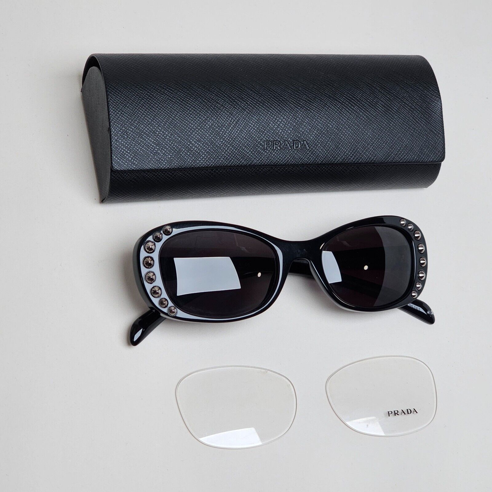 Prada Sunglasses 2014 Studded Black Glossy PR21RV VPR 21R 1AB-1O1 51mm 231124