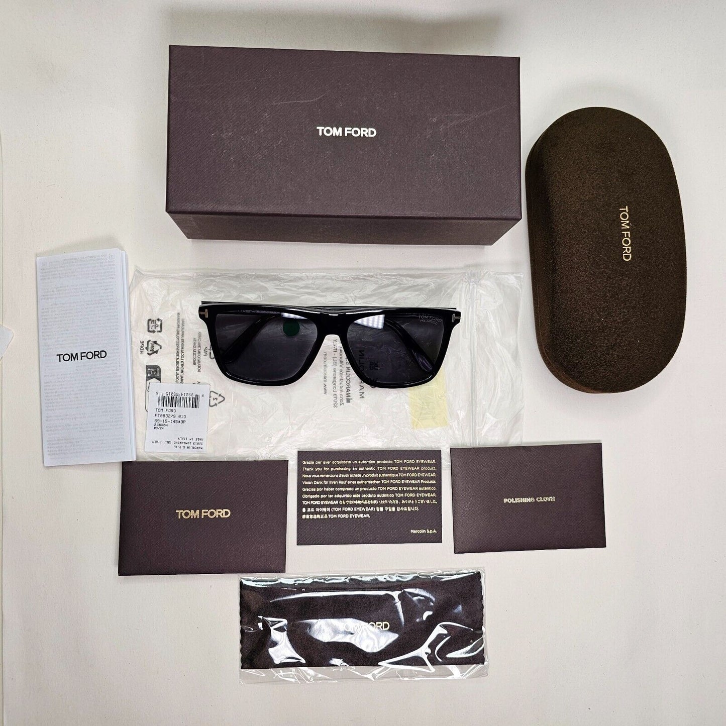 Tom Ford Sunglasses Fletcher Polarised Black Square FT0832 TF 832 01D 59mm