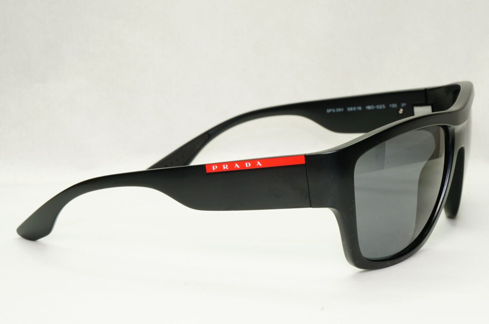 Prada Sunglasses Black Polarized Square Wrap Matte PS08VS SPS 08V 1BO-02G 59mm