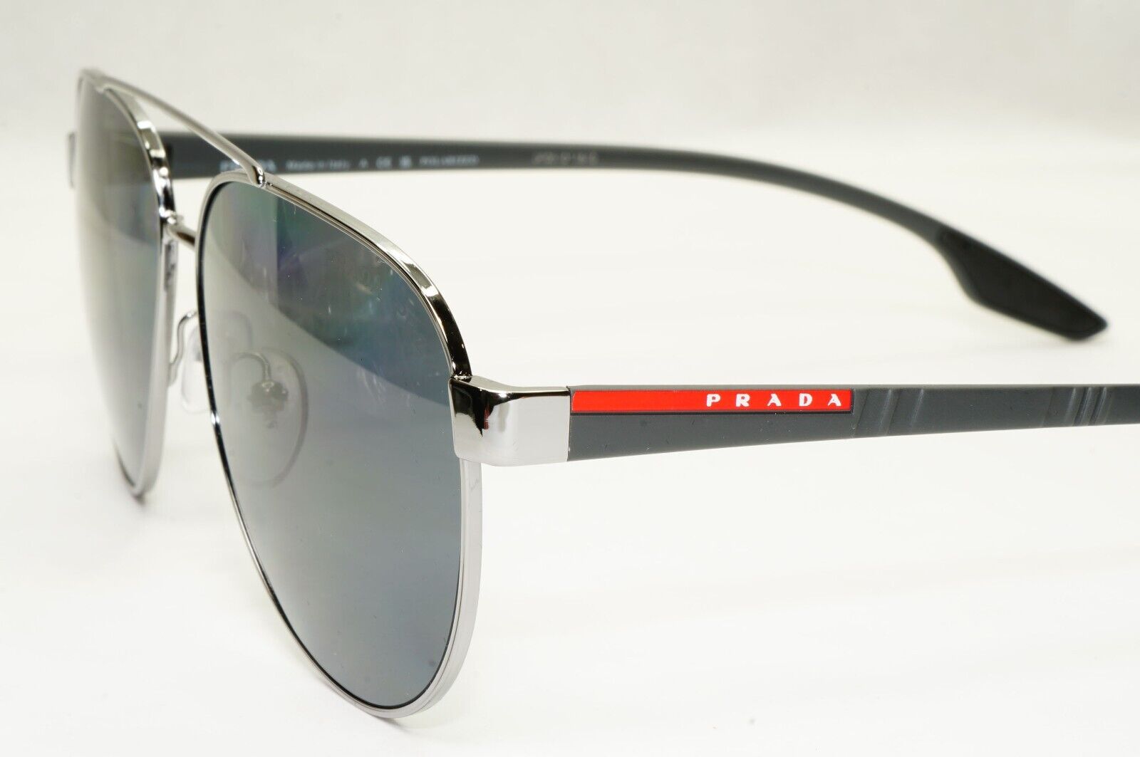 Prada Sunglasses Polarized Gunmetal Grey Metal Pilot PS54TS SPS 54T 5AV-5Z1