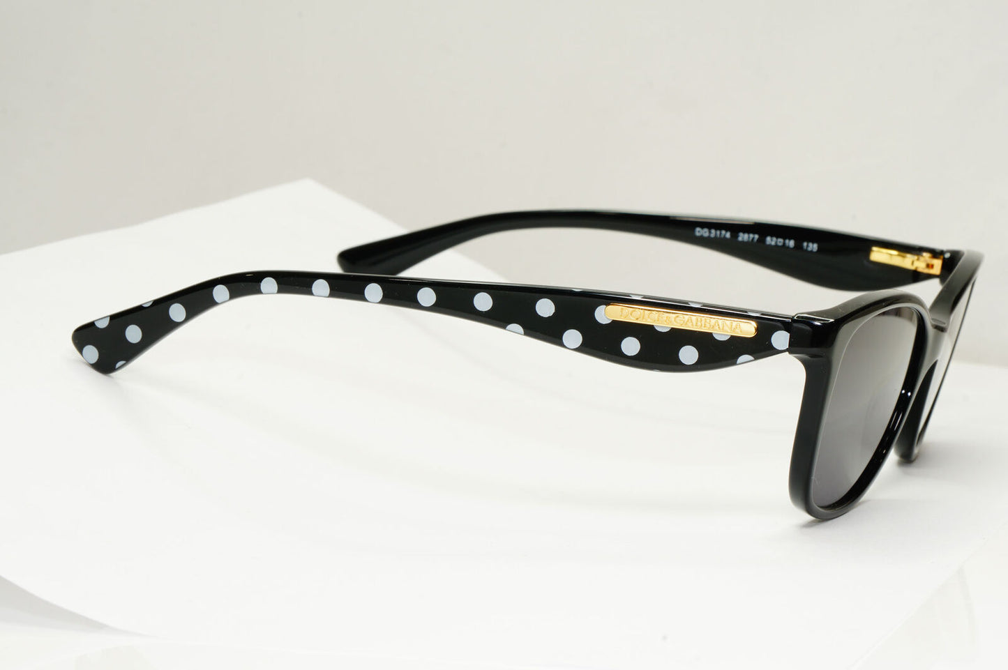 Dolce & Gabbana Black Sunglasses Polka Dot Gold Square DG 3174 2877 250123