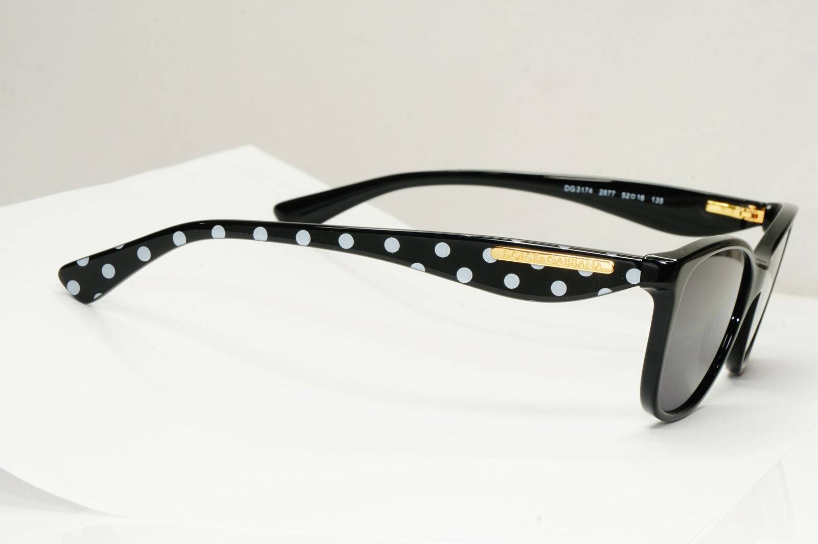 Dolce & Gabbana Black Sunglasses Polka Dot Gold Square DG 3174 2877 250123