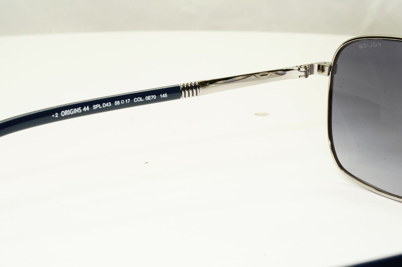 Police Grey Blue Sunglasses Pilot Brow Bar Origins 44 SPL D43 COL 0E70 58mm