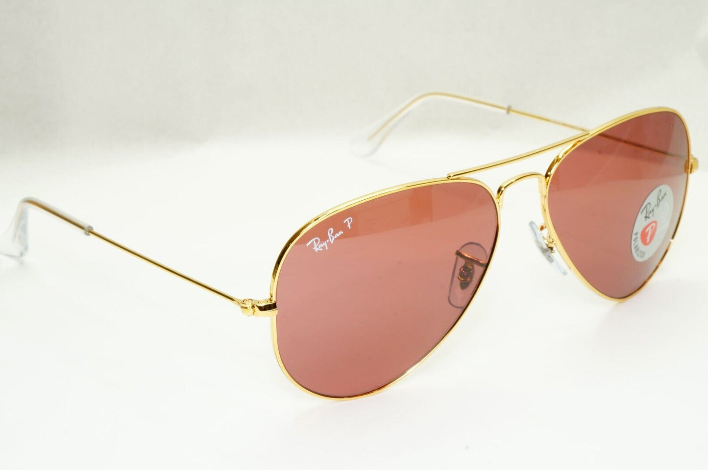 Ray-Ban Sunglasses Aviator Polarised Gold Dull Rose Purple RB 3025 9196/AF 50mm