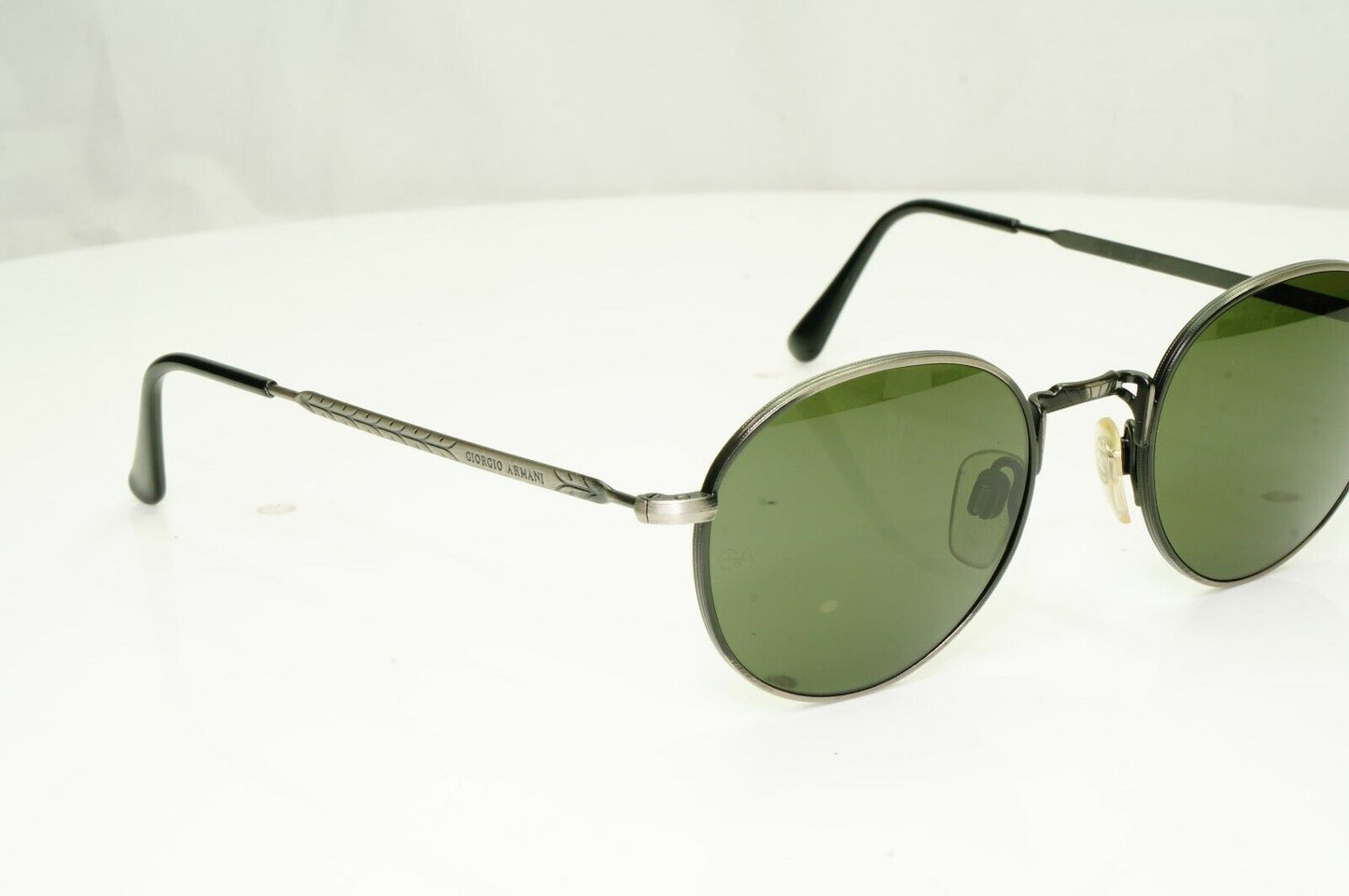 Giorgio Armani 1997 Vintage Sunglasses Gunmetal Glass Lens Round Metal 652 722