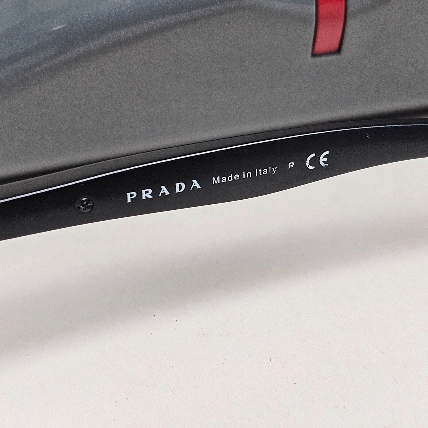 Prada Sunglasses Black Pilot Red Stripe PS53PS SPS 53P 1BO-7W1 62mm 110225