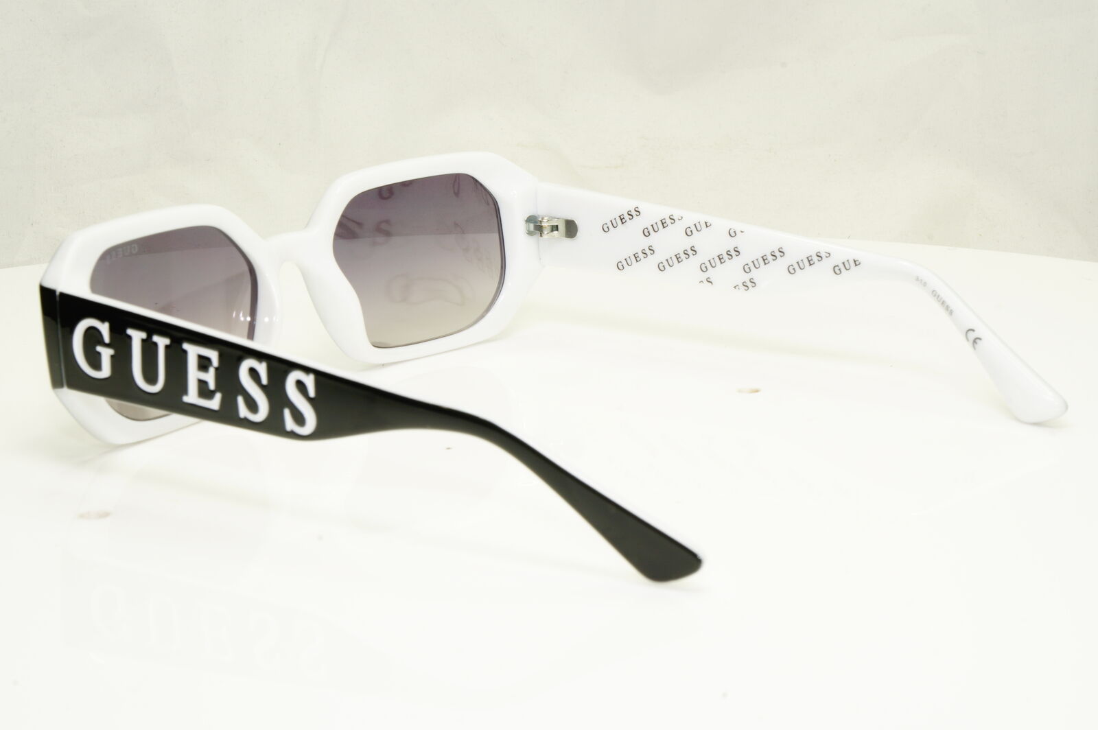 Authentic Guess Womens Black Silver Rectangle Big Logo Sunglasses GU 7694 01C