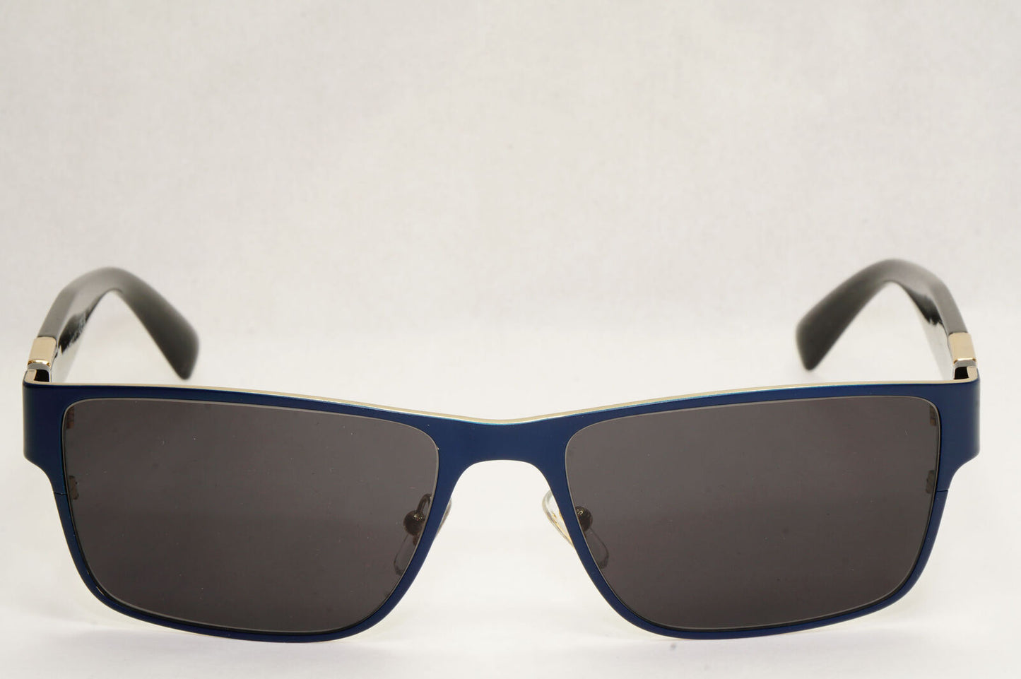 Versace Sunglasses Dark Blue Black Gold Square Metal Rectangle MOD VE 1274  55mm