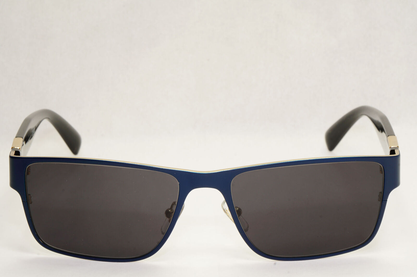 Versace Sunglasses Dark Blue Black Gold Square Metal Rectangle MOD VE 1274  55mm