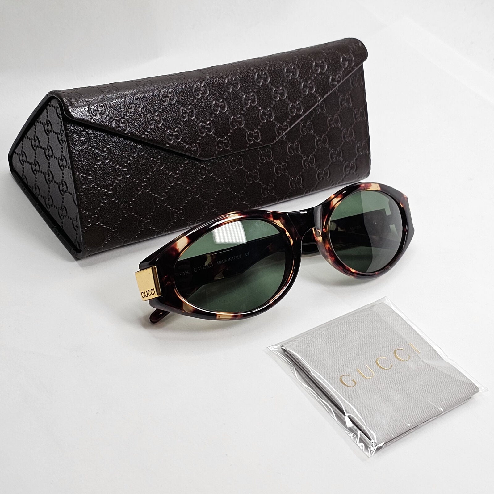 Gucci Sunglasses 1998 Vintage Brown Gold Green GG 2411/S PX1 55mm 130224