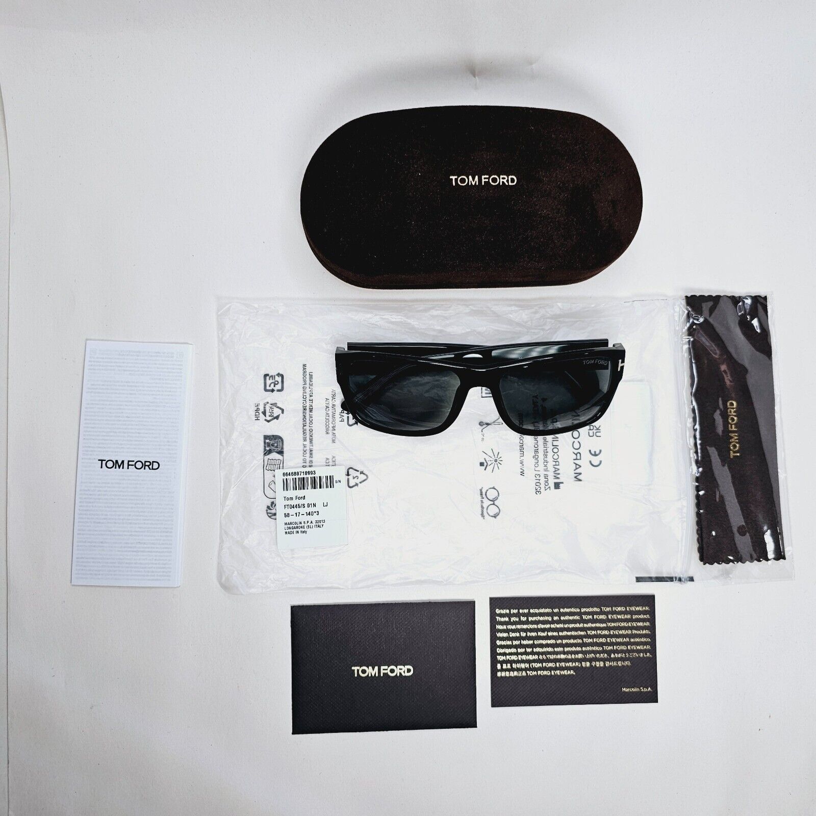 Tom Ford Sunglasses Mason Black Glossy Green Square FT0445 TF 445 01N 58mm
