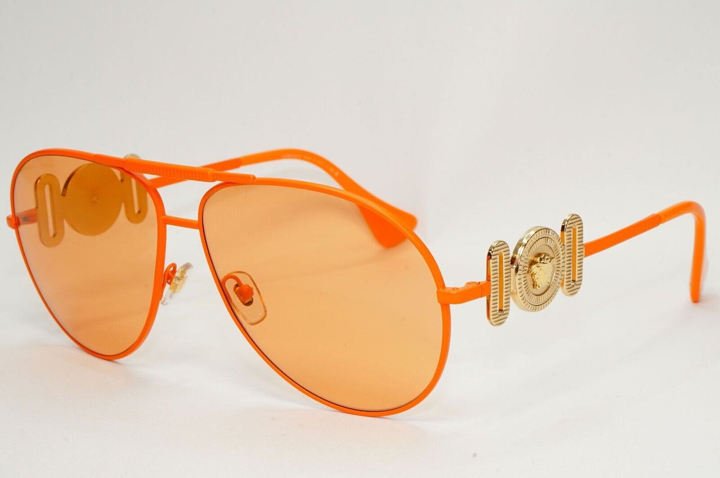 Versace Sunglasses Orange Matte Pilot Oversized Large MOD VE 2249 1485/74 65mm