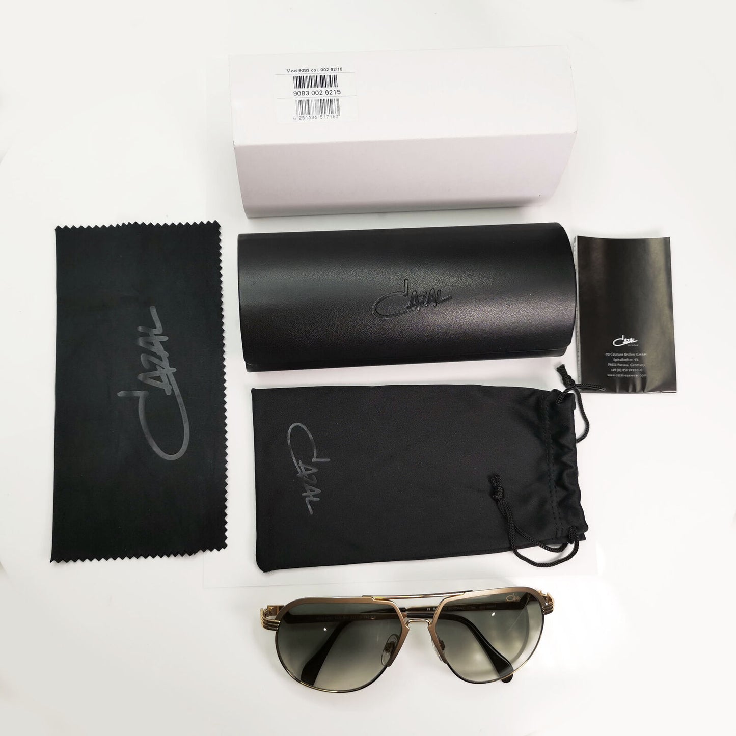 Cazal 24K Gold Plated Sunglasses Grey Gradient Smoke Mens Pilot MOD 9083 COL 002