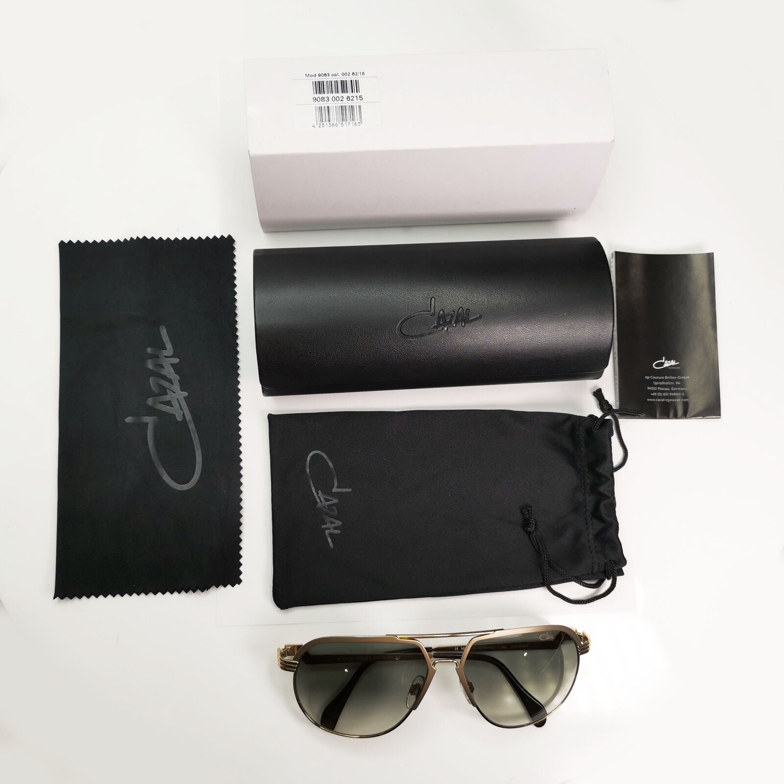 Cazal 24K Gold Plated Sunglasses Grey Gradient Smoke Mens Pilot MOD 9083 COL 002