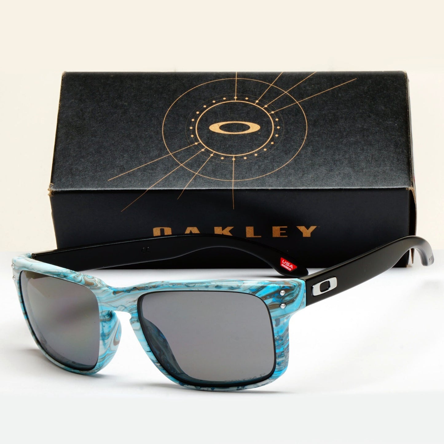Oakley Sunglasses Holbrook Polarized Blue Sanctuary Swirl OO 9102 V855 57mm