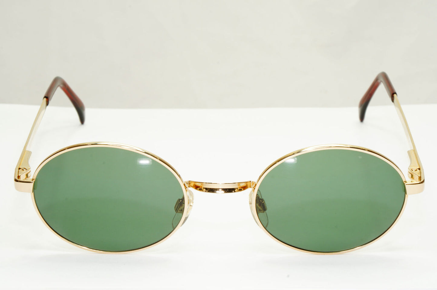 Emporio Armani Sunglasses 1997 Vintage Gold Green Metal Oval 076 743 50mm B