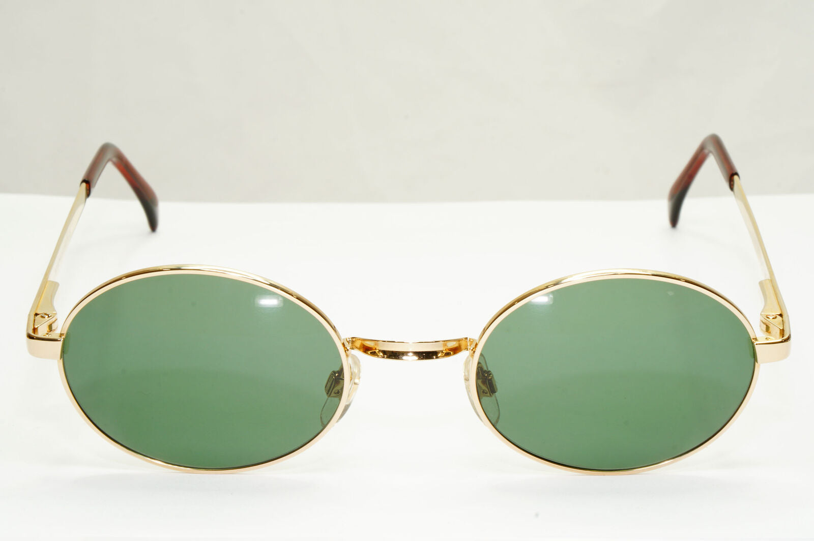 Emporio Armani Sunglasses 1997 Vintage Gold Green Metal Oval 076 743 50mm B
