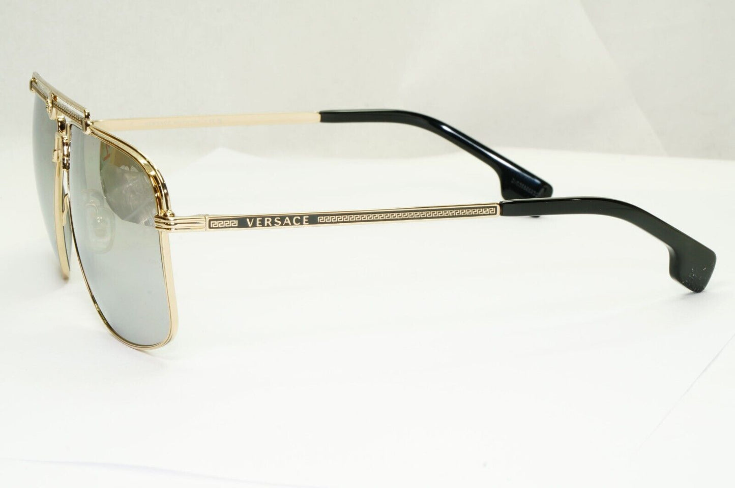 Versace Sunglasses Gold Silver Mirror Square Pilot Metal MOD VE 2242 1252/6G